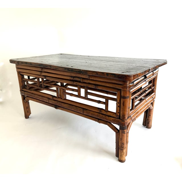 This is an antique Chinese bamboo low table dating to the late 19th - early 20th century. Traditional Ming Style pieces...