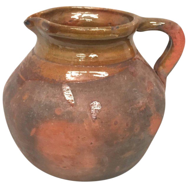 19th Century Spanish Stoneware Terracotta Jug or Pot With Handle For Sale
