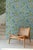 Limoncello Floral & Lemon Grasscloth Wallpaper by House Party | Mediterranean Blue | 6 Yards For Sale - Image 4 of 7