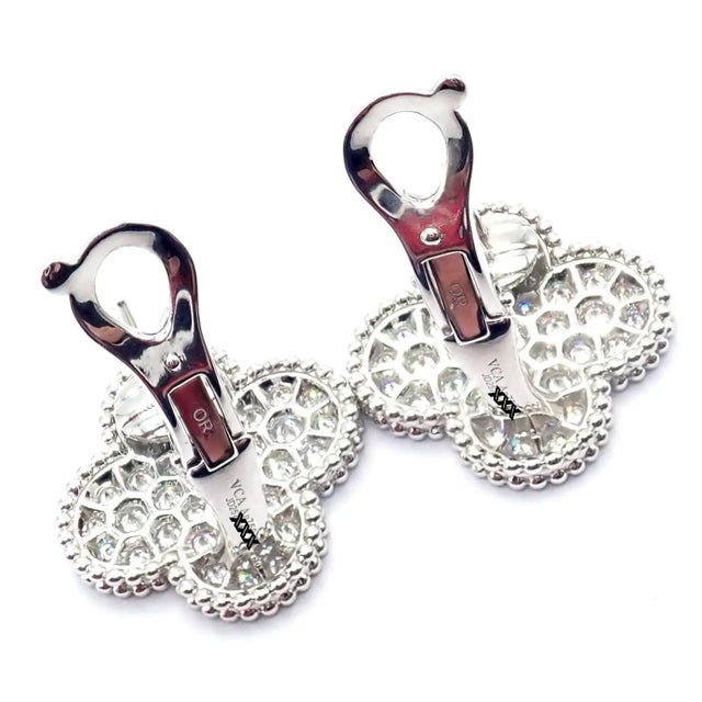 Van Cleef & Arpels Van Cleef & Arpels White Gold Magic Alhambra Diamond Earrings, Pair For Sale - Image 4 of 10