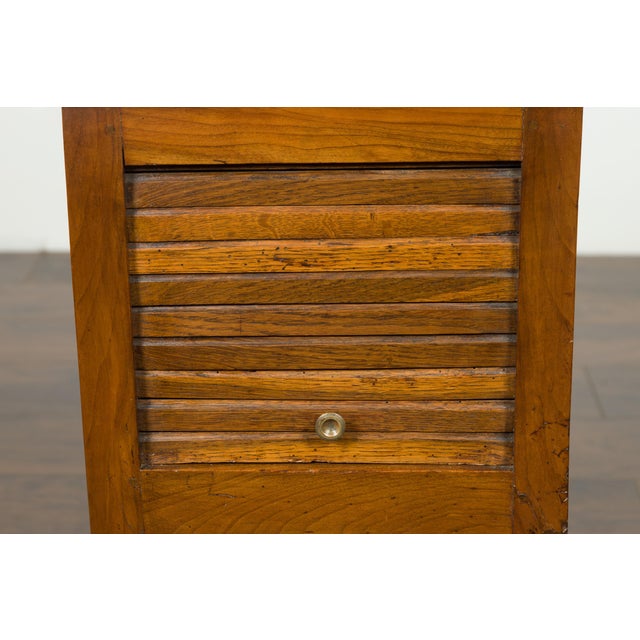 Petite French 1870s Walnut Side Table with Tambour Door and Tapering Legs For Sale In Atlanta - Image 6 of 10