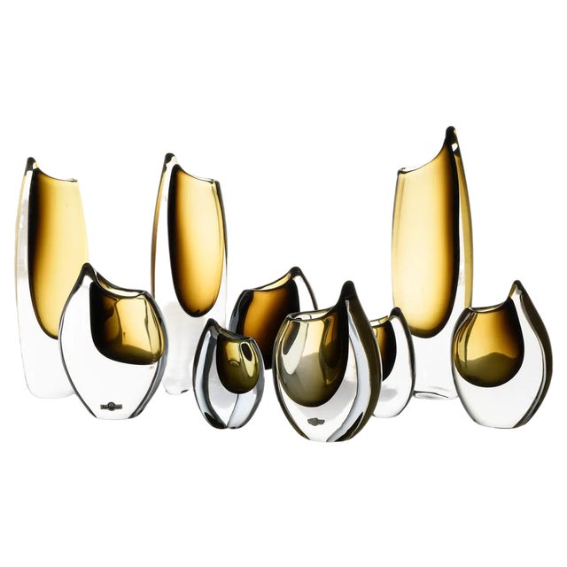 Vintage Glass Vases by Gunnar Nylund, 1950s, Set of 9 For Sale