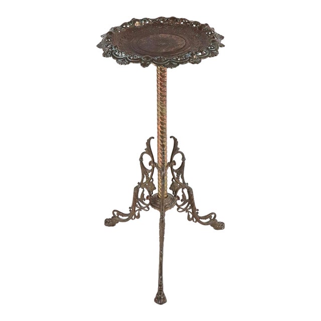 Signed Antique Victorian Bradley & Hubbard Brass Plant Stand For Sale