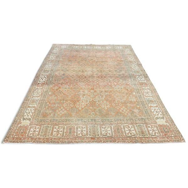 Antique Joshegan Rug – Muted Red With Intricate Ivory & Beige Floral Motifs For Sale - Image 4 of 5
