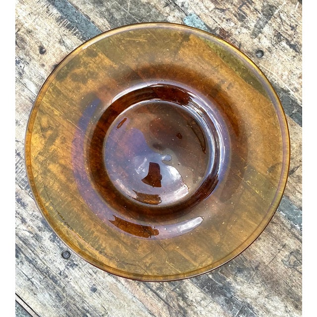 Vintage Amber Glass Serving Tray For Sale - Image 11 of 12