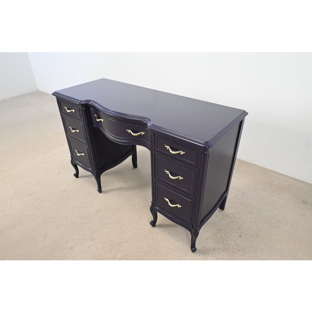 Drexel French Louis XV Dark Plum Desk With Cabriole Legs | Newly Refinished For Sale In South Bend - Image 6 of 15