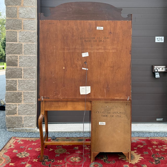 Vintage Lexington French Country / Louis Philippe Cherry 5 Drawer Writing Desk With Bookcase Top For Sale - Image 13 of 18