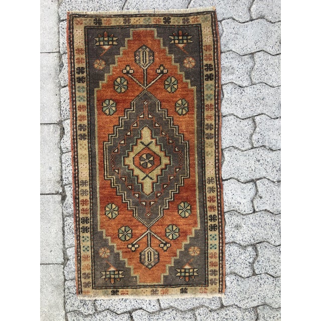1960s Oushak Handmade Small Door Mat Rug For Sale - Image 6 of 6