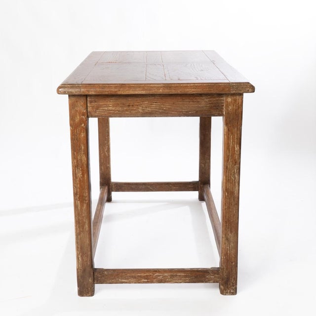 Late 20th Century Rustic Distressed Finish Oak Farmhouse Table For Sale - Image 6 of 11
