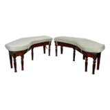 Vintage English Turned Leg Angled Benches - A Pair For Sale