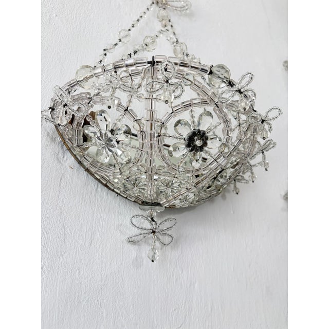 1920s Italian Crystal Beaded Basket Mirrors Sconces, Circa 1920 Rare For Sale - Image 5 of 12