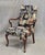 Pair of Vintage Queen Anne Chairs and Ottoman With Black Toile Upholstery For Sale - Image 4 of 17