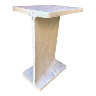 Vintage Modern Solid Italian Marble Side Table For Sale