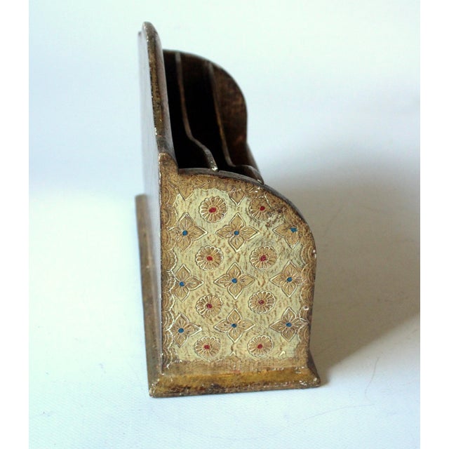 1950s Florentine Wooden Letter Holder, Made in Italy, Vintage From the 50s For Sale - Image 5 of 10