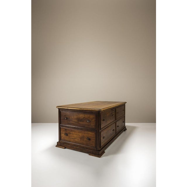 Wood Large Art Deco Warehouse Counter in Oak, 1930s For Sale - Image 7 of 14