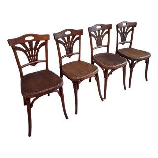 Antique French Bistro Chairs from Thonet, 1920, Set of 4 For Sale