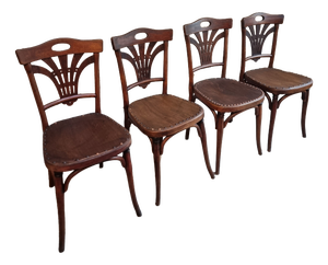 Antique French Bistro Chairs from Thonet, 1920, Set of 4