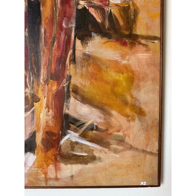 1970s Mid-Century Modern Expressionist Abstract Oil on Canvas Painting, Signed “Pz” For Sale - Image 9 of 11