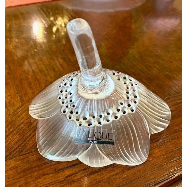 Mid-Century Modern Lalique French Crystal Vintage Hand Sculptured Anemone Flower New 1970s For Sale - Image 3 of 7