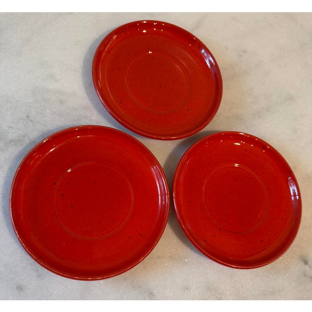 Mid 20th Century Set of 9 Red Gerz West Germany Pottery Saucers For Sale - Image 5 of 9