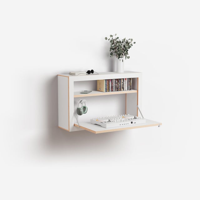 Wood 80x50x20 Folding Wall Desk with Storage from Ambivalenz For Sale - Image 7 of 18