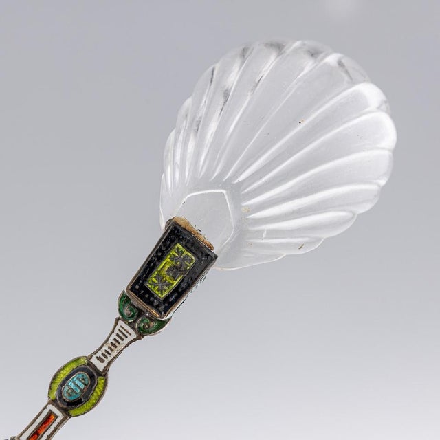 Antique 19th Century Austrian Silver, Enamel & Rock Crystal Spoons, 1880s, Set of 3 For Sale - Image 4 of 18