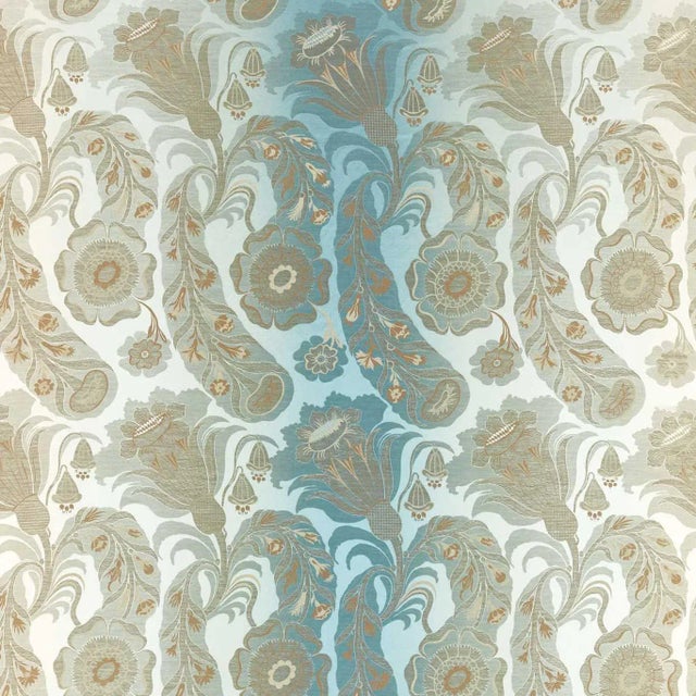 Zoffany Sezincote Damask Fabric in La Seine - a Sample For Sale