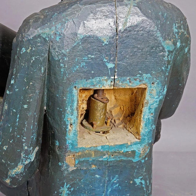 Wood Antique Fireman From a Children's Carousel, Germany 1920s For Sale - Image 7 of 8