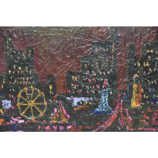 Marcia Pagels Original Acrylic Abstract Painting c.1966 Fantastic 1960s painting on canvas affixed to masonite. A wheel...