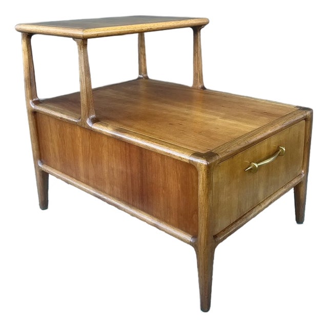 Henredon Mid-Century Modern Two Tier Side Table With Drawer For Sale