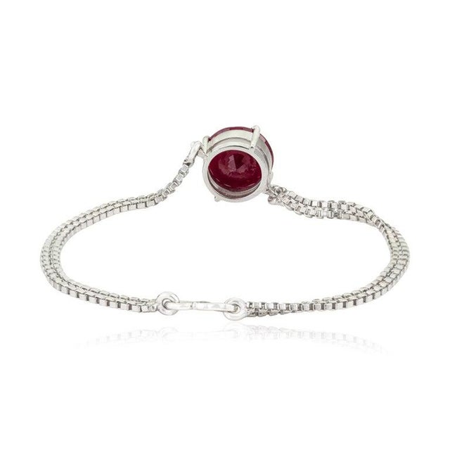Contemporary Single Stone Natural Ruby Unisex Bracelet in 925 Silver For Sale - Image 3 of 12