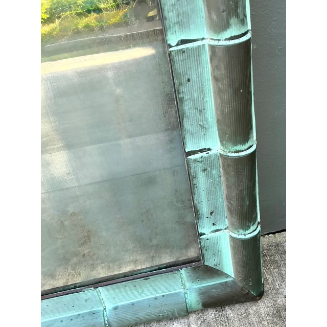 Metal Vintage Patinated Copper Shingle Floor Mirror For Sale - Image 7 of 12