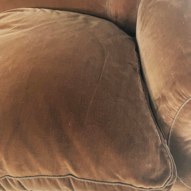 Italian Art Deco Two-Seater Sofa in Brown Velvet, 1930s For Sale - Image 10 of 18