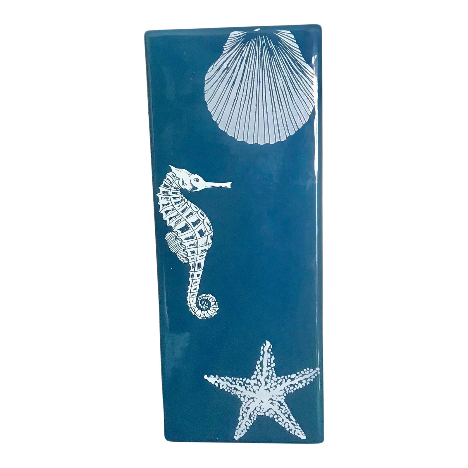 Nautical Blue and White Tall Ceramic Vase Chairish