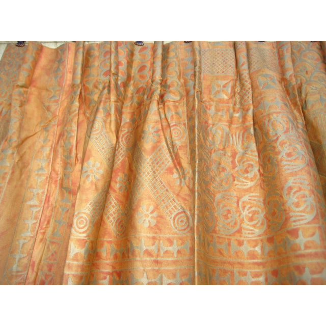 Fortuny Orange Ashanti Design Vintage Curtains a Pair For Sale - Image 9 of 10