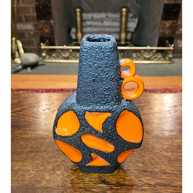 Mid-Century Modern Mid Century Orange Fat Lava "Banjo Vase" by Roth Keramik For Sale - Image 3 of 10
