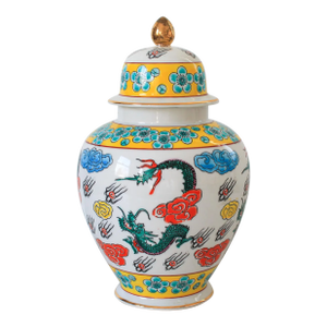 Vintage Japanese Toyuchina Ware Dragon Lidded Ginger Jar
