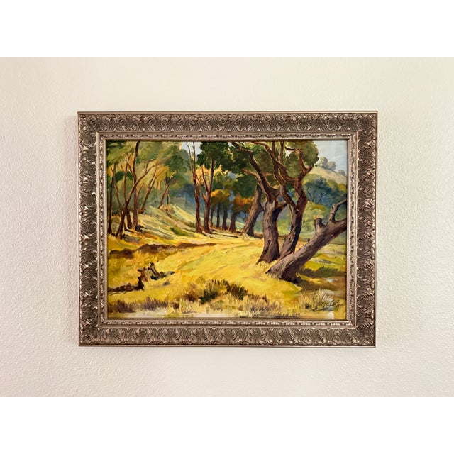 Mid 20th Century "Edge of the Woods" Landscape Oil Painting by R. Gwynn For Sale - Image 10 of 10