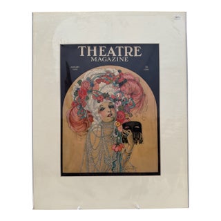 1923 Original Theatre Magazine Cover, January, Homer B. Conant, Art Deco, Matted For Sale