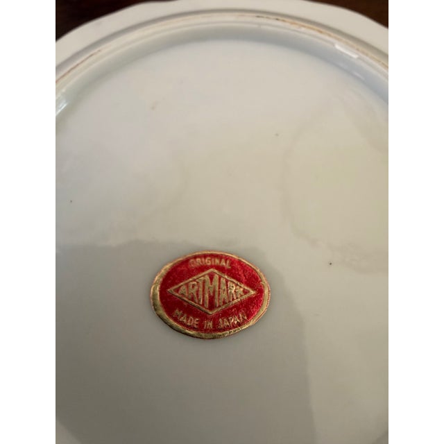 Mid-Century Porcelain Rose Cachepot With Gold Trim With Matching Plate For Sale - Image 12 of 12