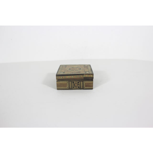 Mid 20th Century Vintage Wood Marquetry Inlaid Box Small Ring Handmade For Sale - Image 5 of 9