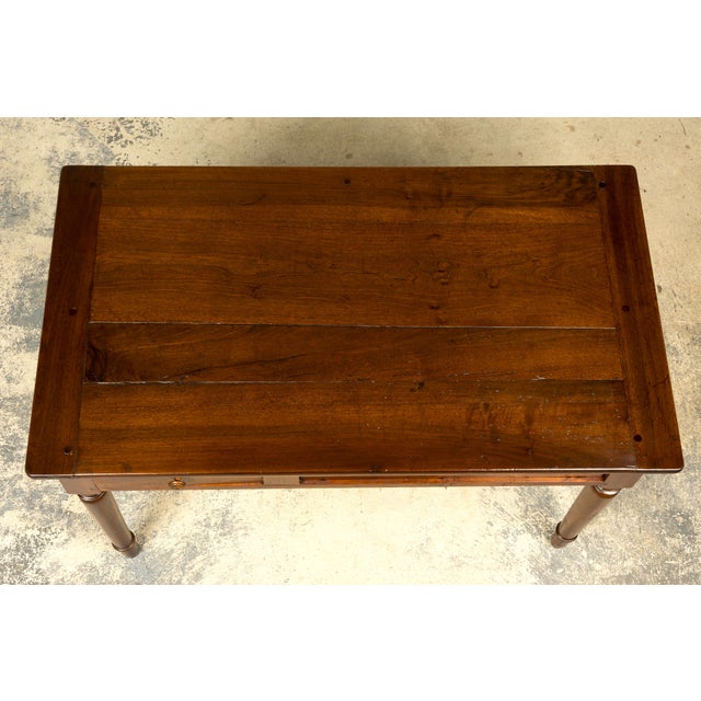 French Provincial Mid-19th Century French Louis Philippe Walnut Writing Table For Sale - Image 3 of 18