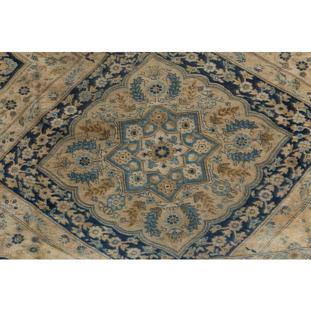 Authentic Early 20th Century Persian Tabriz Handmade Carpet For Sale In New York - Image 6 of 9