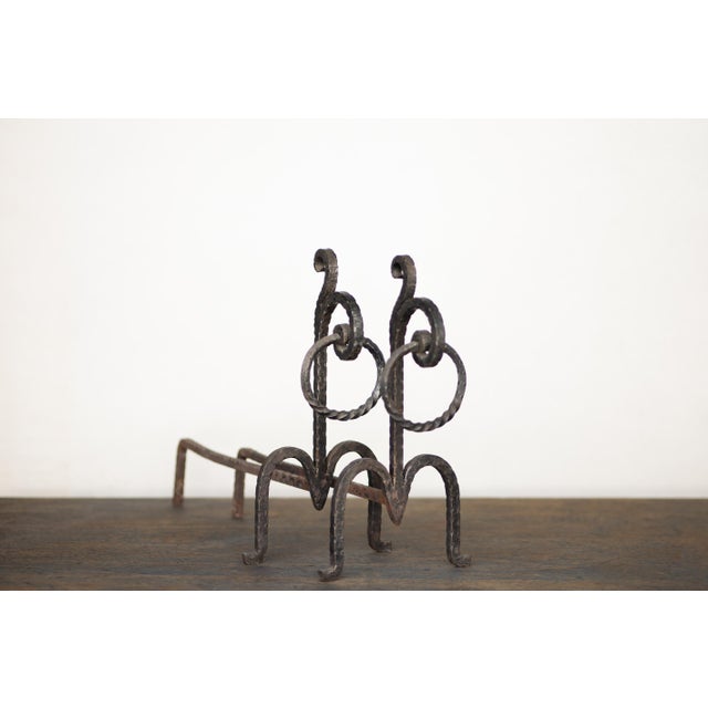 Brutalist Italian Brutalist Hand-Forged Fireside Andirons, 1970s, Set of 2 For Sale - Image 3 of 14