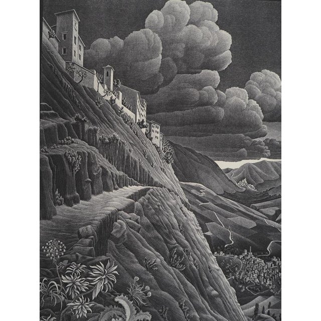 Modern MC Escher, Italian Landscape, Castrovalva, Facsimile of the Original Wood Engraving For Sale - Image 3 of 14