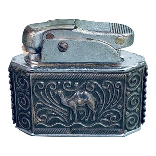 Antique Myon Silver Jacket Lighter Camel Motif For Sale