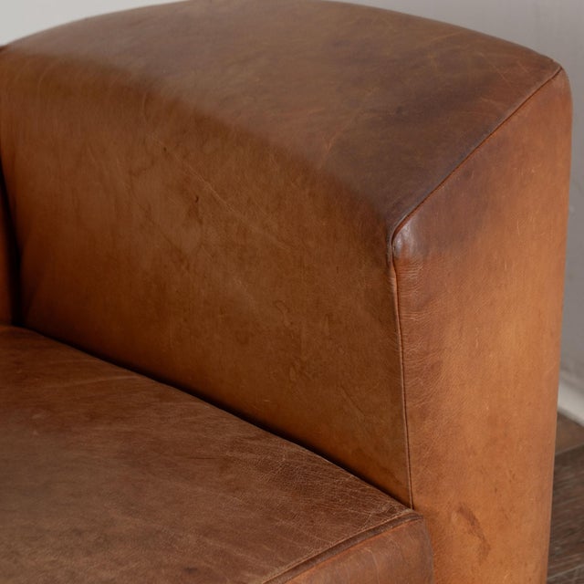 Mid Century Modern Pair of Large Cognac Leather Club Chairs For Sale - Image 10 of 17