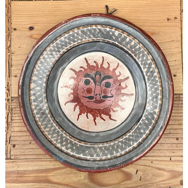 Vintage Hand Painted Sun Plate For Sale - Image 10 of 12
