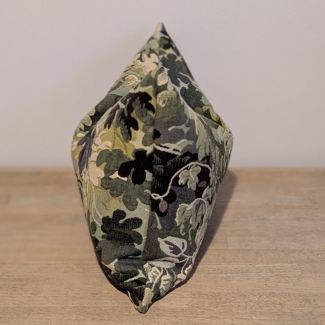 Schumacher Verdure Tapestry Lumbar in Peacock, double sided. Dark and moody botanical print. Invisible zipper and...