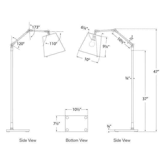 Visual Comfort Suzanne Kasler for Visual Comfort Signature Graves Articulating Floor Lamp in Polished Nickel with Linen Shade For Sale - Image 4 of 4